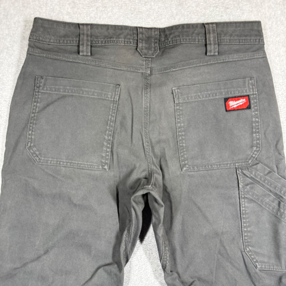 Milwaukee M650 Work Pants Mens 34x30 Gray Utility Carpenter Canvas Trousers - Picture 6 of 15